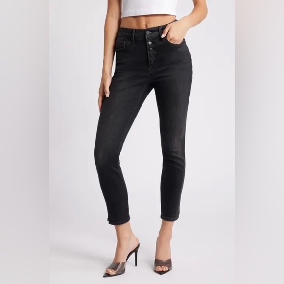 Banana Republic Women's High Rise Skinny Jeans Button Fly Washed Black Size 25 - Picture 1 of 15